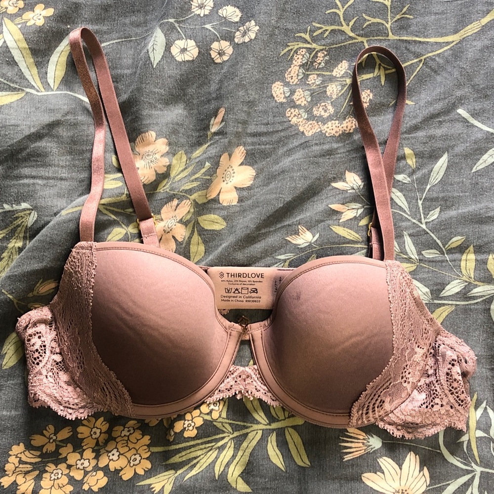 ThirdLove 24/7 Lace T-Shirt Bra Adjustable Straps in Purple & Gold Size 34A 1/2
